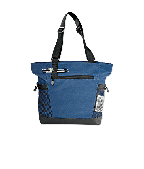 Large Urban Passage Business Zippered Tote Bag in Blue