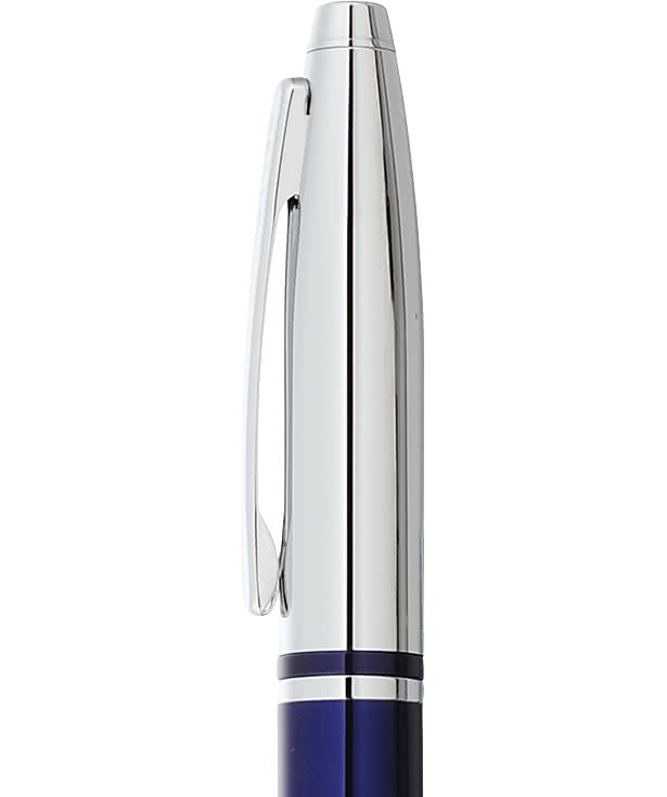 Laser Engraved Cross Calais Chrome Blue Ballpoint Pen (black ink)