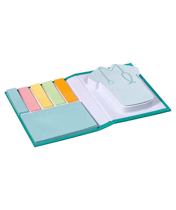 Medical Scrub Hard Cover Sticky Book with Sticky Notes and Flags