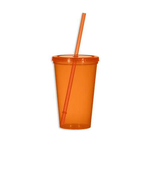 Full Color 22 oz. Sunsplash Tumbler with Straw in Translucent Orange