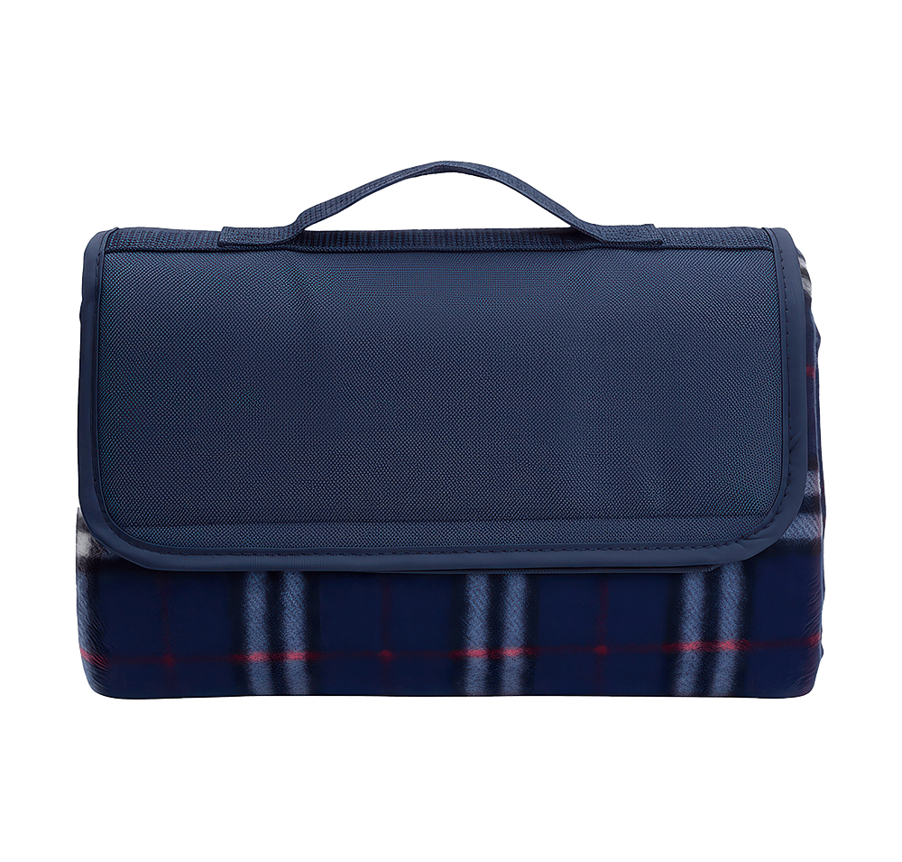 Full Color Plaid Barrel Fleece Roll-Up Picnic Blanket-default