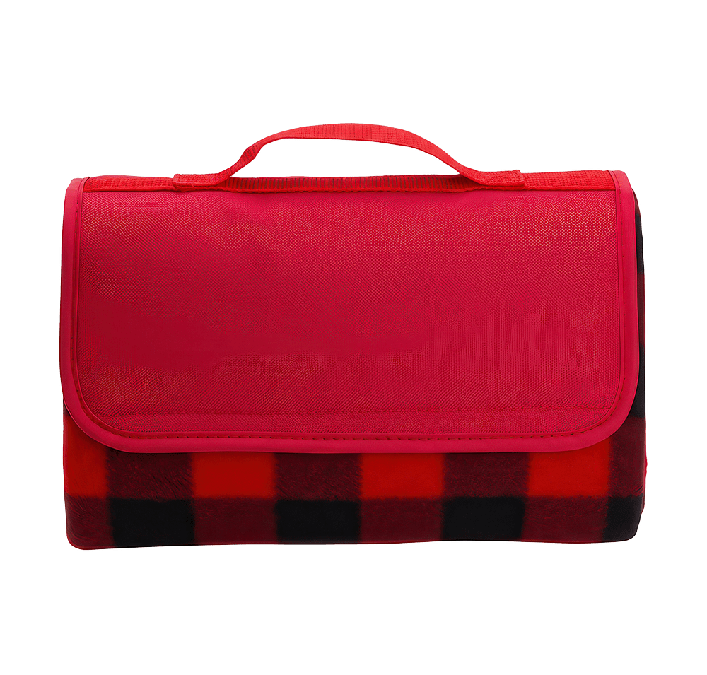 Full Color Plaid Barrel Fleece Roll-Up Picnic Blanket-default
