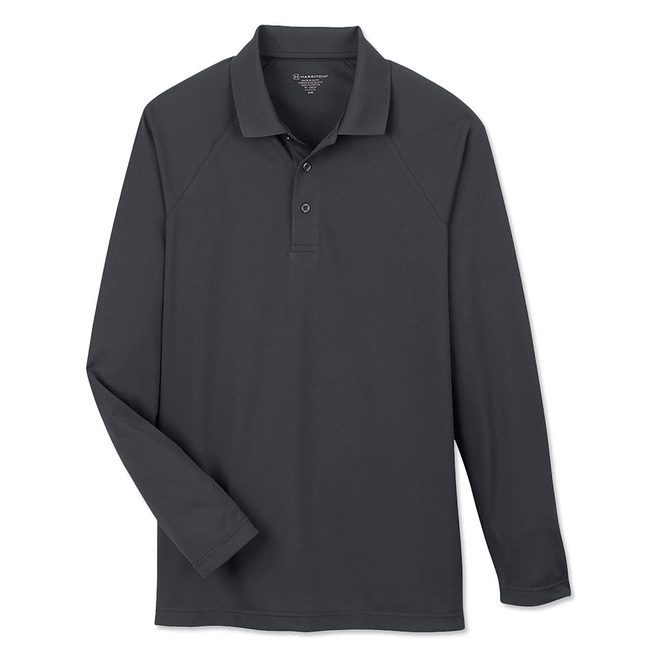 Harriton Charge Snag & Soil Protect Long Sleeve Performance Polo - Embroidered