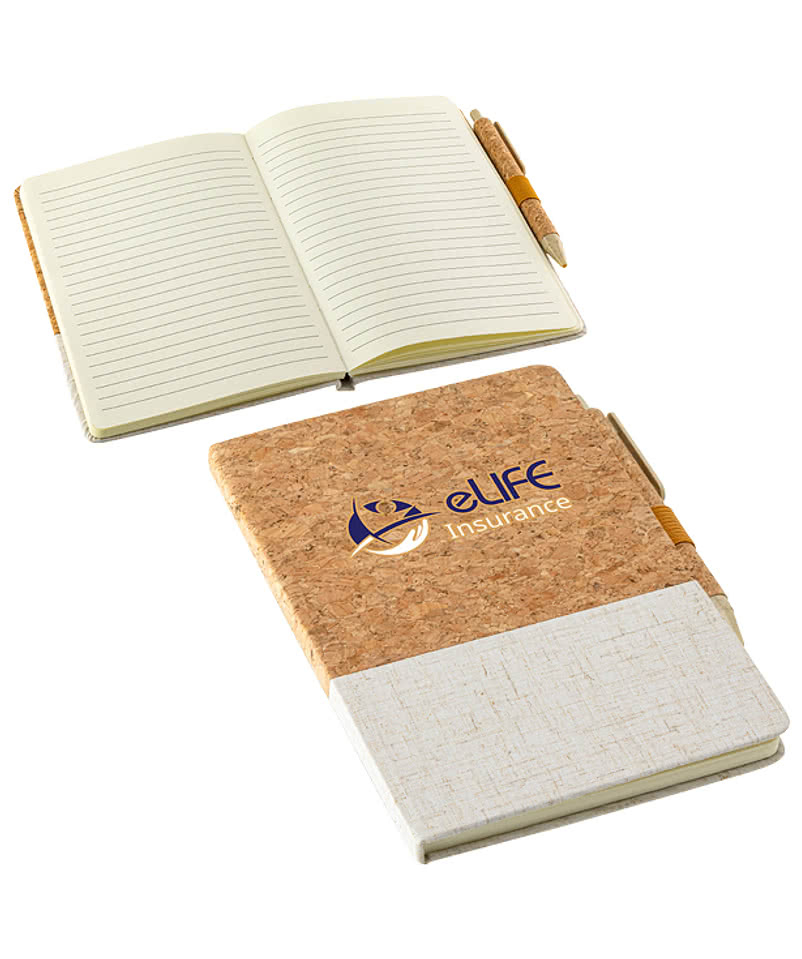 Cork & Linen Hard Cover Notebook with Pen