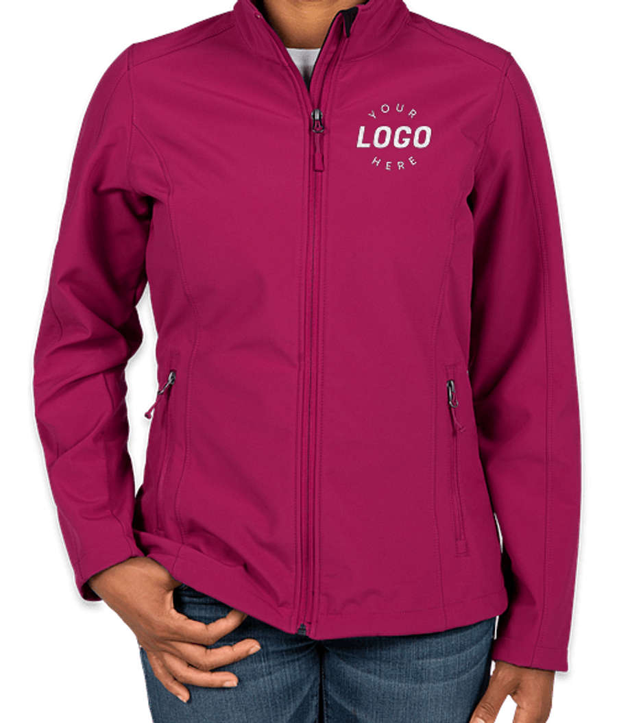 Port Authority Women's Core Fleece Lined Soft Shell Jacket - Embroidered in Very Berry