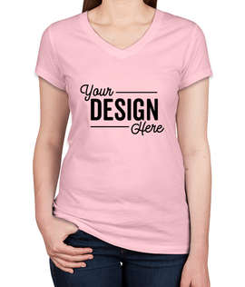 Bella + Canvas Women's Slim Fit Jersey V-Neck T-shirt - Color: Pink