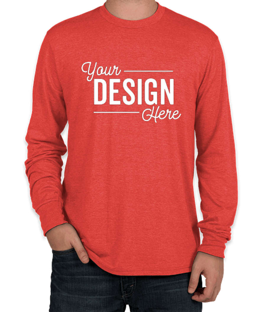 District Tri-Blend Long Sleeve T-shirt in Red Frost
