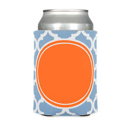 Full Color Moroccan Tile Foldable Can Cooler - Color: Sky Blue / Team Orange
