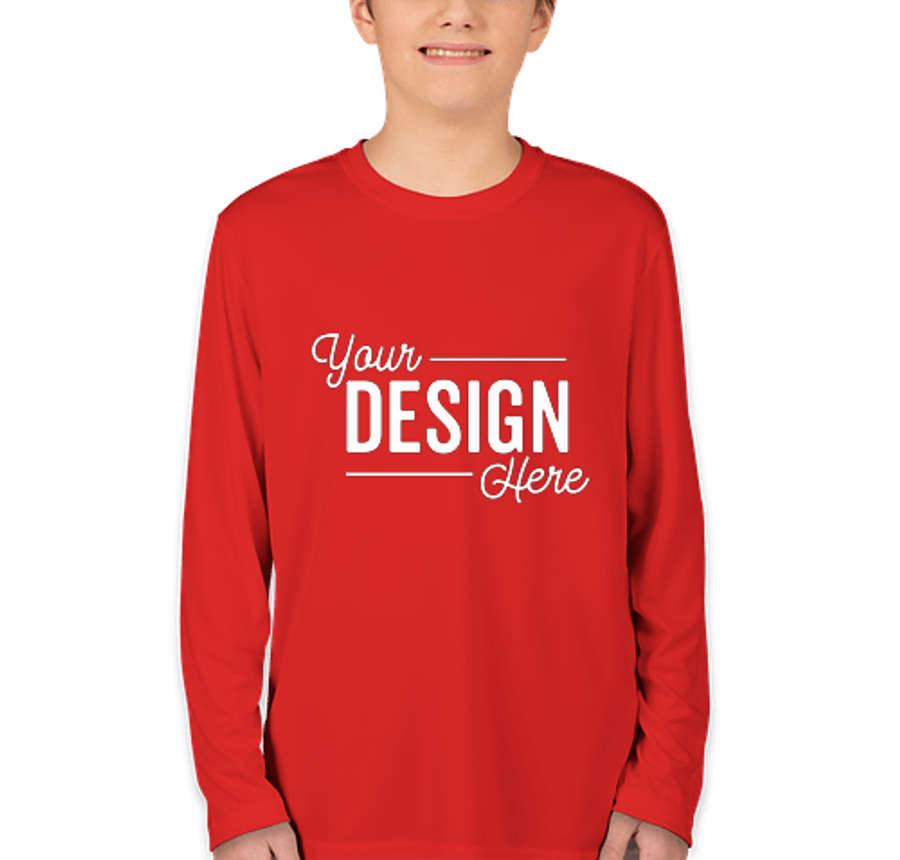Sport-Tek Youth Competitor Long Sleeve Performance Shirt in True Red