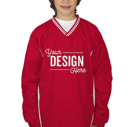 Sport-Tek Youth Tipped V-Neck Windshirt - Color: True Red / White