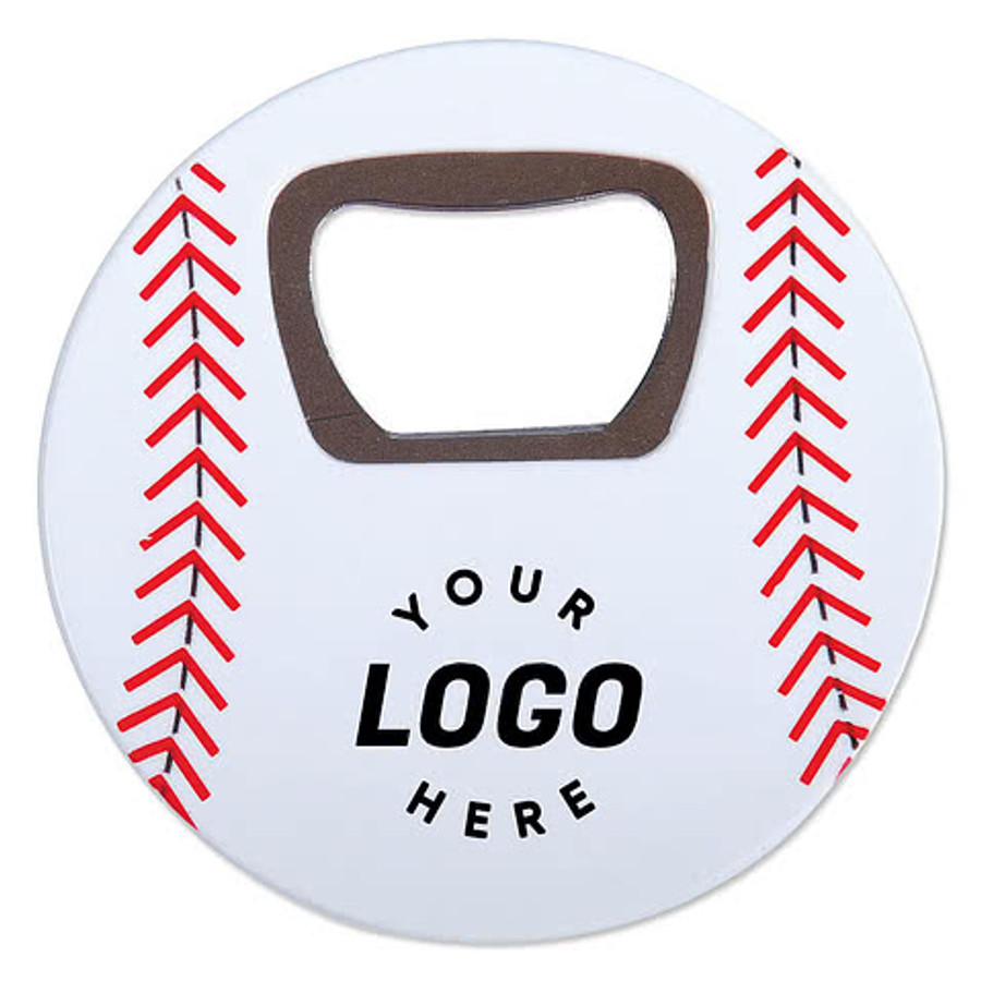 Magnetic Baseball Bottle Opener in White