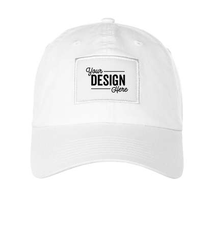 Ahead Largo Washed Twill Baseball Hat with White Rectangle Patch - White