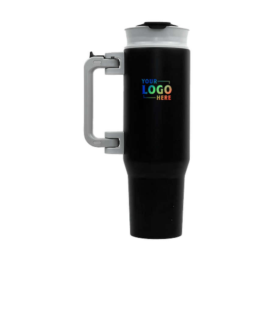 NAYAD Full Color 40 oz. Genesis Tumbler with Foldable Handle in Black