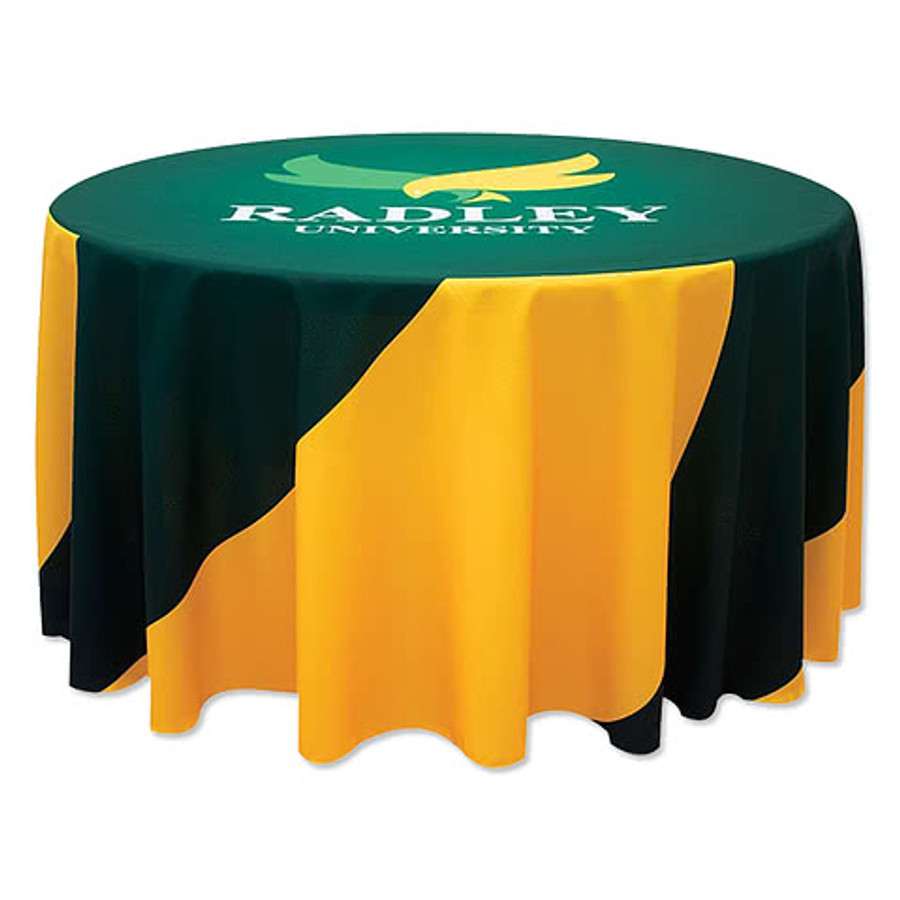 Full Color 4' Round Throw Tablecloth in White