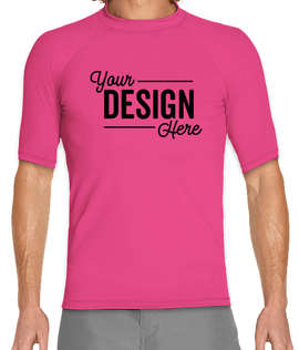 Wet Effect Short Sleeve Rash Guard Shirt - Color: Pink