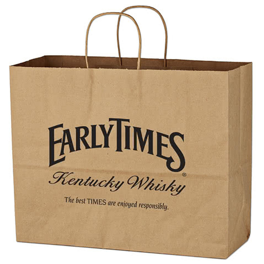Full Color Large Brown Kraft Paper Shopper Bag in Natural