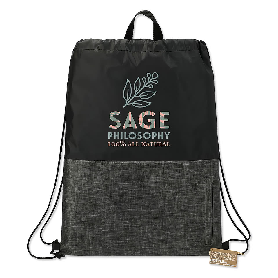 Ash Zipper Recycled Drawstring Bag