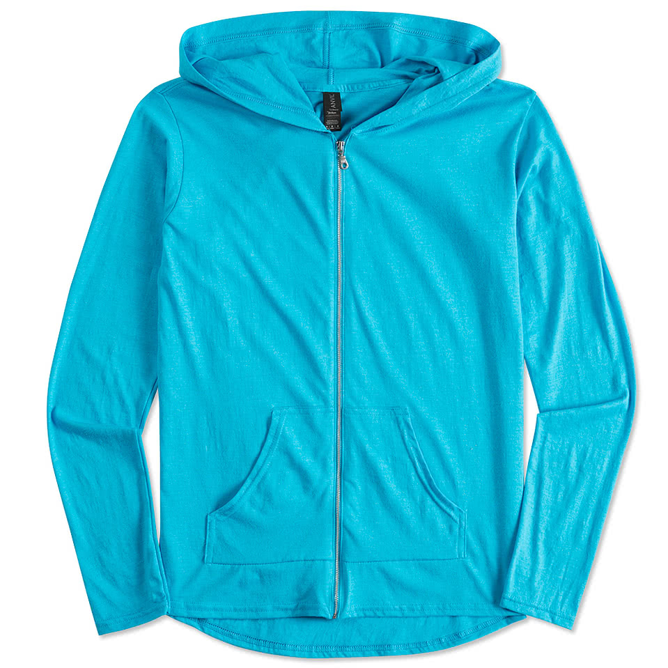 Anvil Women's Tri-Blend Full Zip T-shirt Hoodie