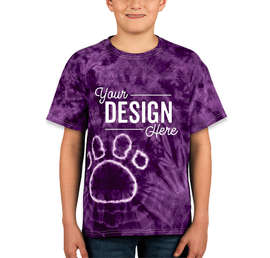Dyenomite Youth Paw Print Tie-Dye T-shirt - Color: Purple