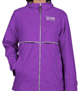 Charles River Women's New Englander Hooded Rain Jacket - Color: Violet / Reflective