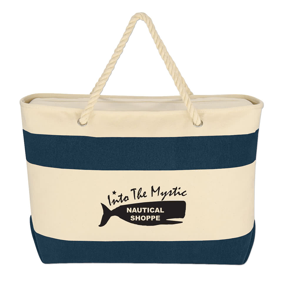Large Cruising Zippered Tote Bag with Rope Handles