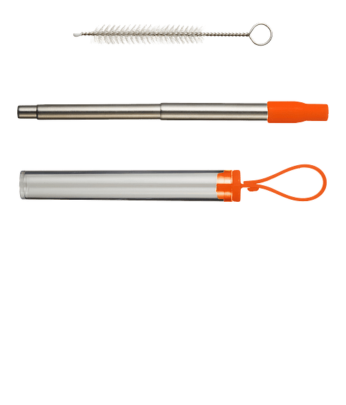 Festival Telescopic Reusable Drinking Straw Kit in ORANGE