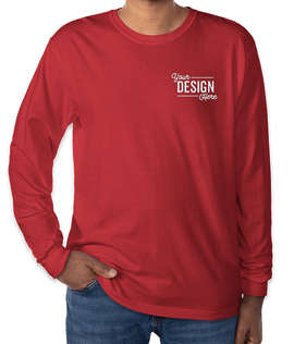 Comfort Colors 100% Cotton Long Sleeve T-Shirt - Embroidered - Color: Red
