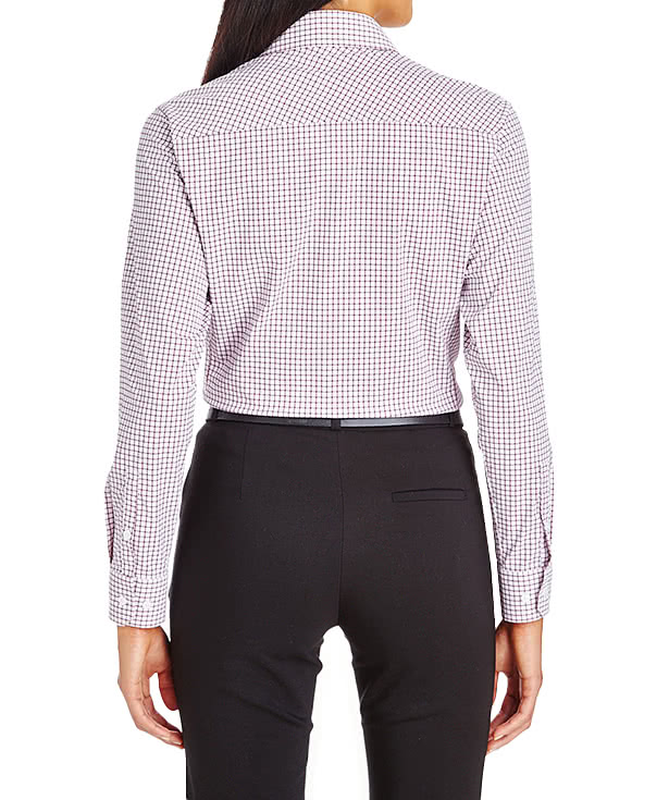 Devon & Jones Women's CrownLux Windowpane Performance Dress Shirt - Embroidered