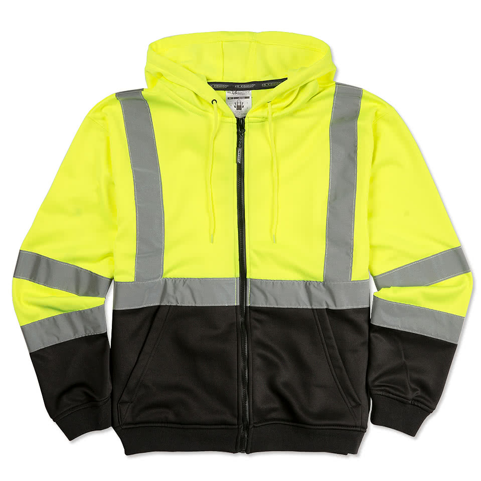 Kishigo Class 3 Hi-Vis Hooded Full Zip Sweatshirt - Printed