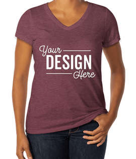 District Women's Tri-Blend V-Neck T-shirt - Color: Maroon Frost
