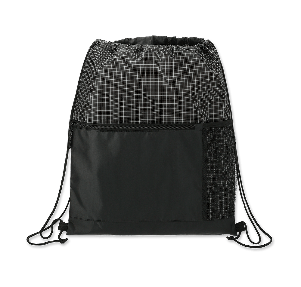 Grid Zippered Drawstring Bag-default