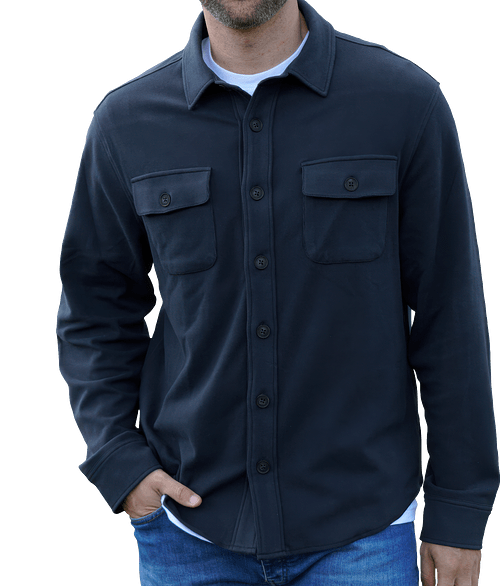 Vantage Journey Pocket Long Sleeve Overshirt in Navy