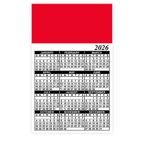 Full Color Calendar Magnet - .036" in Red