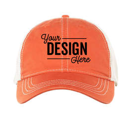 Pacific Headwear Vintage Snapback Trucker Hat - Color: Orange / Ivory / Orange