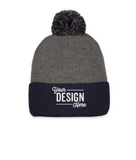 Sportsman Pom Pom Beanie - Color: Dark Heather Grey / Navy
