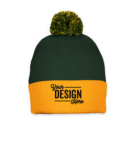 Sportsman Pom Pom Beanie - Color: Forest / Gold