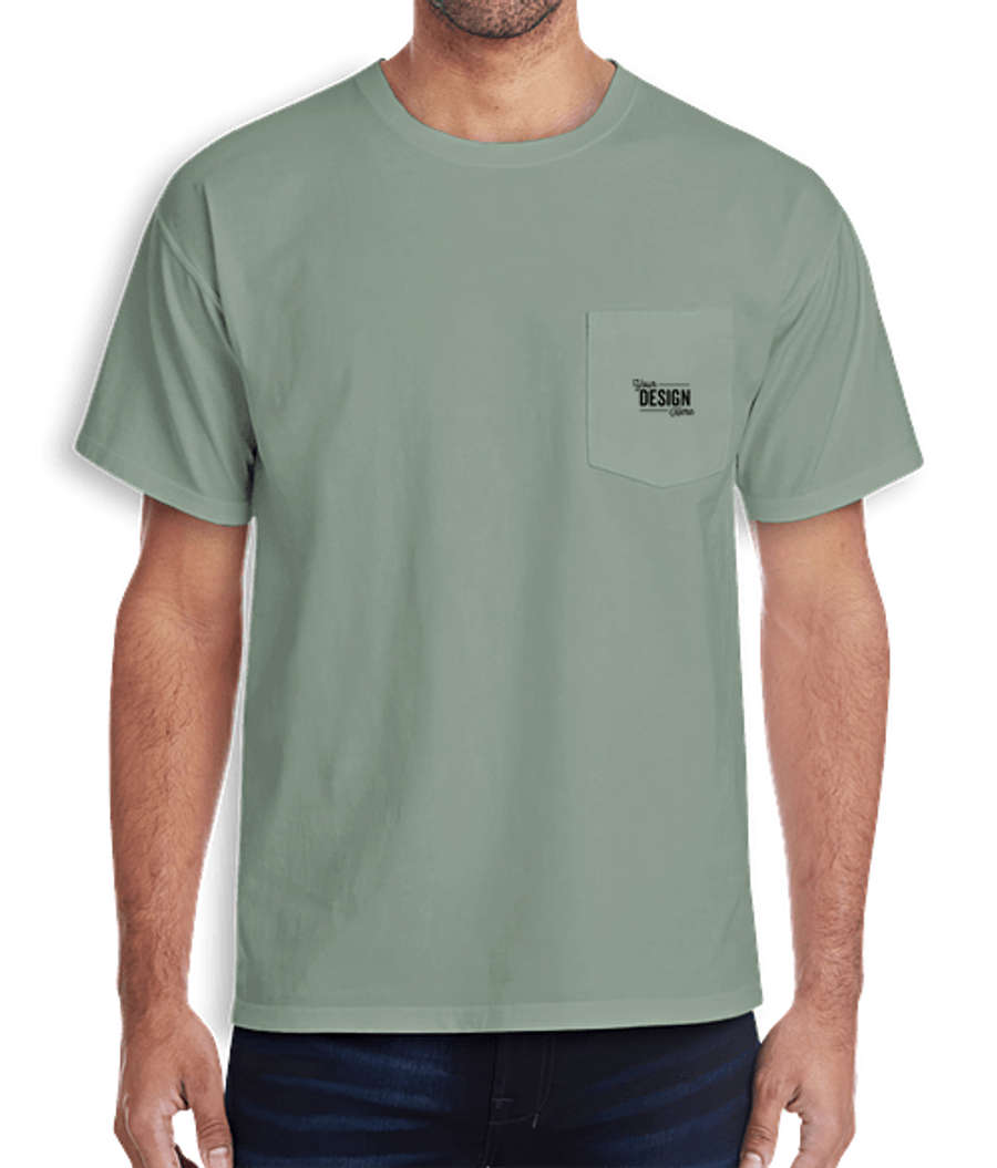 Hanes ComfortWash Garment Dyed Pocket T-shirt in Cypress Green