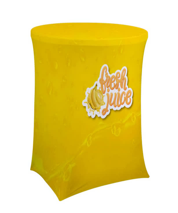 Full Color 2.6' Bar-Height UltraFit Round Throw Tablecloth