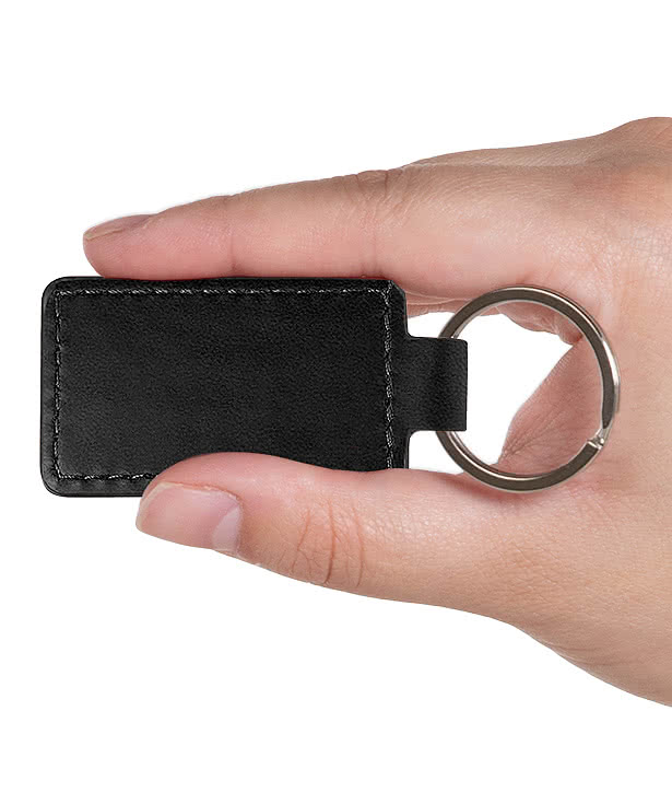 Debossed Tuscany Faux Leather Rectangle Keychain