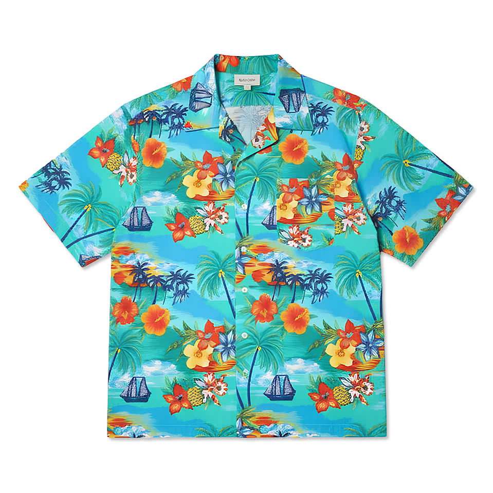 Blue Generation Tropic Print Short Sleeve Camp Shirt
