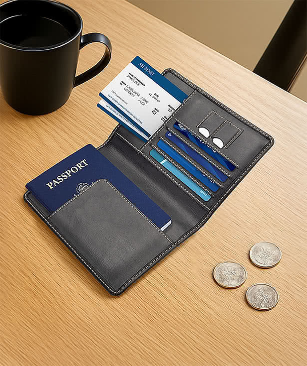 Gallen Cactus Leather Travel Passport Holder & Wallet