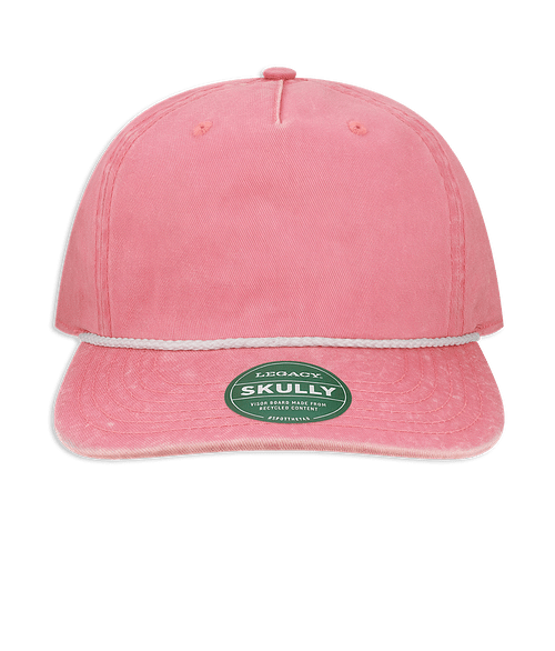 Legacy Skully Pigment Dyed Five Panel Rope Baseball Hat in Pink