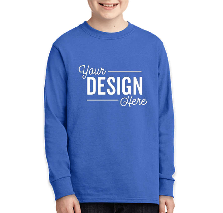 Port & Company Youth Core Cotton Long Sleeve T-shirt in Royal