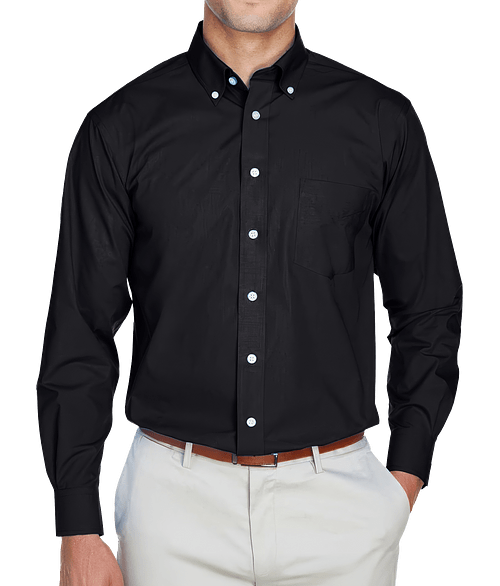 Devon & Jones Crown Collection Broadcloth Woven Dress Shirt - Embroidered in Black