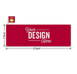 Full Color 6' x 2' Vinyl Banner - Color: Cardinal