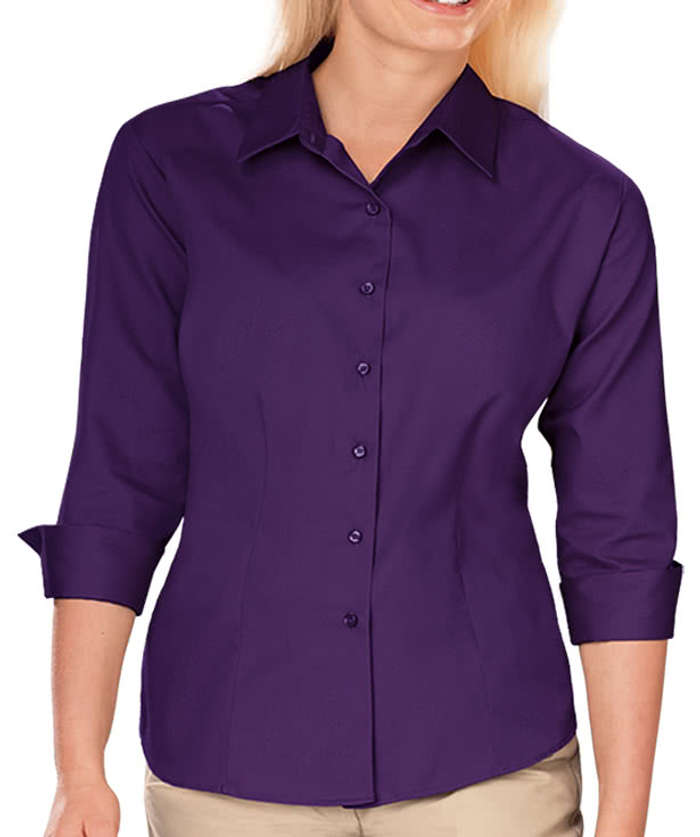 Sample - Blue Generation Womens Fine Line Twill 3/4 Sleeve Shirt - White - Size L