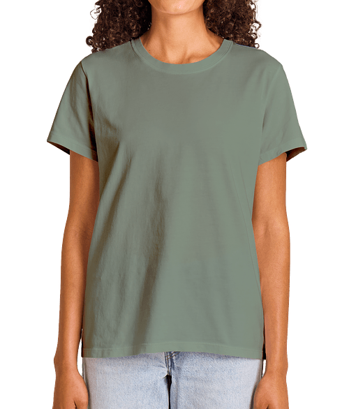 Life is Good Women's Crusher Garment Washed Crewneck T-shirt in Moss Green