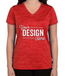 Augusta Women's Tonal Heather V-Neck Performance Shirt - Color: Red