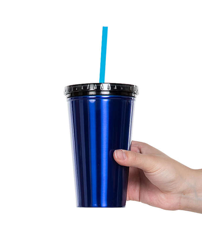 16 oz. Stainless Steel Insulated Tumbler with Straw