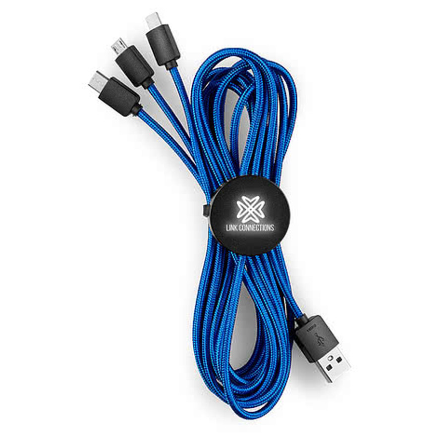Laser Engraved Light-Up-Your-Logo 10" 2-in-1 Cable in SILVER